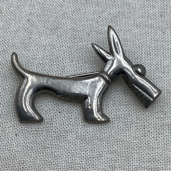 Vintage J Coro Terrier Brooch Minimalist Line Art Design - Picture 1 of 6